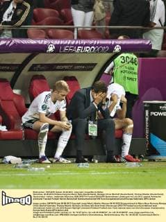 Warschau, 28.06.2012 Enttäuschung bei Marco Reus (Deutschland), Manager Oliver Bierhoff (Deutschland), Thomas Mueller (Deutschland) Deutschland - Italien