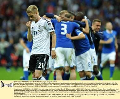 Fußball EURO 2012 Deutschland - Italien am 28.06.2012 im Nationalstadion in Warschau Marco Reus ( Deutschland ), vorne - enttäuscht