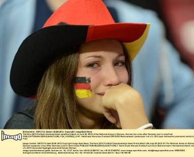 The Euro 2012 football championships semifinal match on June 28, 2012 at the National Arena in Warsaw. German fan cries after Germany lost in semifinal  EN_01035922_0147