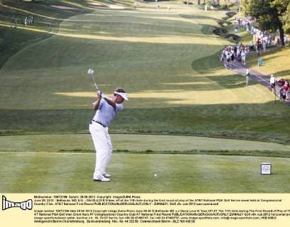 June 28, 2012 - Bethesda, MD, U.S. - DAVIS LOVE III tees off at the 11th hole during the first round of play of the AT&T National PGA Golf Herren event held at Congressional Country Club. AT&T National First Round - ZUMAb21