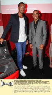 Rio Ferdinand and Lewis Hamilton at the launch of the London Grand Prix Prix in London, Thursday 28th June 2012 Photo by: Stephen Lock i-Images StephenxLock i-Images  SLK