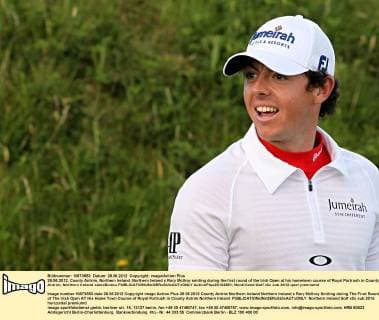 28.06.2012. County Antrim, Northern Ireland. Northern Ireland s Rory McIlroy smiling during the first round of the Irish Open at his hometown course of Royal Portrush in County Antrim, Northern Ireland xIanxBinesx  ActionPlus20132851