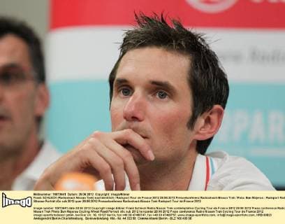 Frank SCHLECK (Radioshack Nissan Trek) nachdenklich Radsport Tour de France 2012 28.06.2012 Pressekonferenz Radioshack-Nissan Trek Foto: Ben Majerus