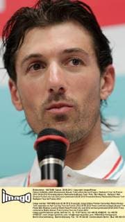Fabian CANCELLARA (Radioshack Nissan Trek) antwortet auf Fragen Radsport Tour de France 2012 28.06.2012 Pressekonferenz Radioshack-Nissan Trek Foto: Ben Majerus