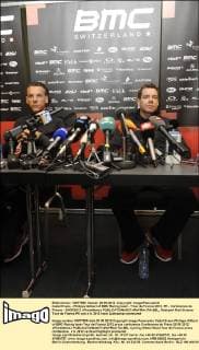 Cadel Evans - Philippe Gilbert of BMC Racing team Tour de France 2012, PK - Conference de Presse - 29 06 2012 xPhotoNewsx 