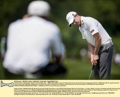 June 29, 2012 - Washington, District of Columbia, U.S. - JIMMY WALKER surveys his birdie putt on the par-5 sixth hole at Congressional CC in Bethesda, MD. during the second round of the AT&T National. Walker shot a 2-under 69 to get a share of the clubhouse lead at 5-under for the tournament. AT&T National Second Round - ZUMAmv2