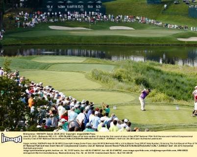 June 29, 2012 - Bethesda, MD, U.S. - KRIS BLANKS tees off at hole number 10 during the 2nd round of play of the AT&T National PGA Golf Herren event held at Congressional Country Club AT&T National Second Round - ZUMAb21