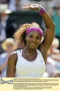 LONDON, June 30, 2012 - Serena Williams of the United States greets audience after the fourth round match of women s singles at the Wimbledon Championships 2012 in London, Britain, June 30, 2012. 