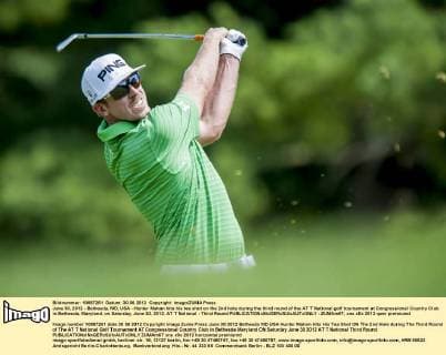 June 30, 2012 - Bethesda, MD, USA - Hunter Mahan hits his tee shot on the 2nd hole during the third round of the AT T National golf tournament at Congressional Country Club in Bethesda, Maryland, on Saturday, June 30, 2012. AT T National - Third Round - ZUMAm67