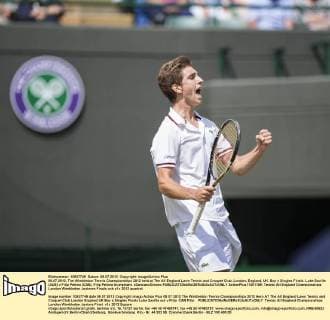 08.07.2012. The Wimbledon Tennis Championships 2012 held at The All England Lawn Tennis and Croquet Club, London, England, UK. Boy s Singles Finals. Luke Saville (AUS) v Filip Peliwo (CAN). Filip Peliwo triumphant. xDuncanxGrovex  ActionPlus11301189