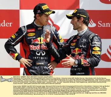 Motorsports: FIA Formula One World Championship 2012, Grand Prix of Great Britain, 1 Sebastian Vettel (GER, Red Bull Racing), 2 Mark Webber (AUS, Red Bull Racing), xHOCHxZWEIx