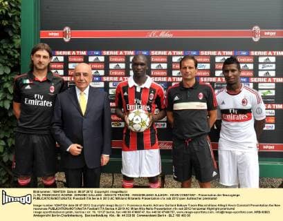 (L-R): FRANCESCO ACERBI- ADRIANO GALLIANI - BAKAYE TRAORE - MASSIMILIANO ALLEGRI - KEVIN CONSTANT - Präsentation der Neuzugänge