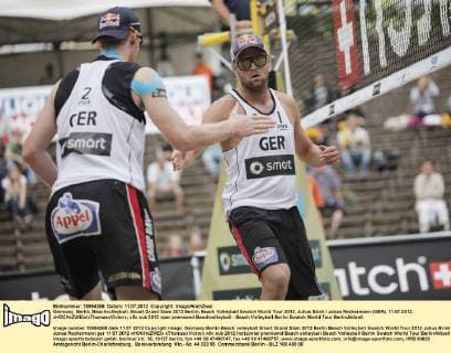 Germany, Berlin, Beachvolleyball, Smart Grand Slam 2012 Berlin, Beach Volleyball Swatch World Tour 2012, Julius Brink Jonas Reckermann (GER), 11.07.2012, xHOCHxZWEIx xThomasxVictorx