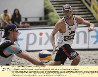 Germany, Berlin, Beachvolleyball, Smart Grand Slam 2012 Berlin, Beach Volleyball Swatch World Tour 2012, Julius Brink Jonas Reckermann (GER), 11.07.2012, xHOCHxZWEIx xThomasxVictorx