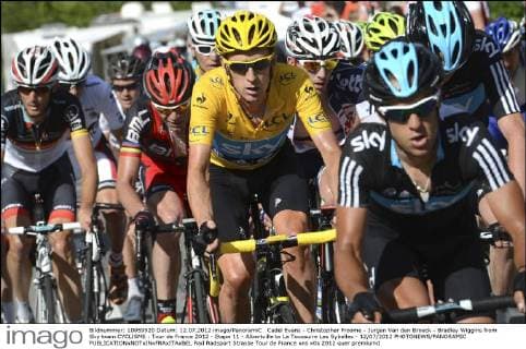 Cadel Evans - Christopher Froome - Jurgen Van den Broeck - Bradley Wiggins from Sky team CYCLISME : Tour de France 2012 - Etape 11 - Albertville to La Toussuire Les Sybelles - 12 07 2012 PHOTONEWS PANORAMIC 