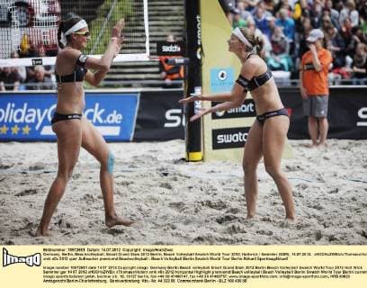 Germany, Berlin, Beachvolleyball, Smart Grand Slam 2012 Berlin, Beach Volleyball Swatch World Tour 2012, Holtwick Semmler (GER), 14.07.2012, xHOCHxZWEIx xThomasxVictorx