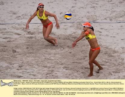 Finale der Frauen: Juliana Felisberta DA SILVA (1 re BRA) und Larissa FRANCA (2 Team BRA) FIVB Beachvolleyball World Tour - Grand Slam 2012 in Berlin, Deutschland am 15.07.2012,