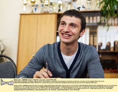 ITAR-TASS: TOGLIATTI, RUSSIA. JUNE 22, 2012. CSKA Moscow midfielder Alan Dzagoyev during the graduation ceremony at the Togliatti State University.  RE101C1F