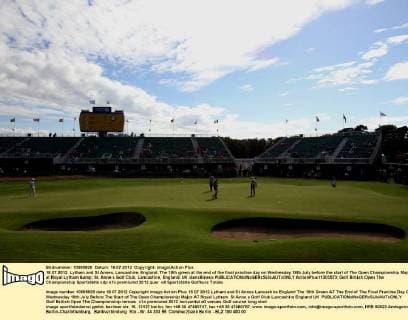 18.07.2012. Lytham and St Annes, Lancashire, England. The 18th green at the end of the final practise day on Wednesday 18th July before the start of The Open Championship Major at Royal Lytham &amp; St. Anne s Golf Club, Lancashire, England, UK xIanxBinesx  ActionPlus11303573
