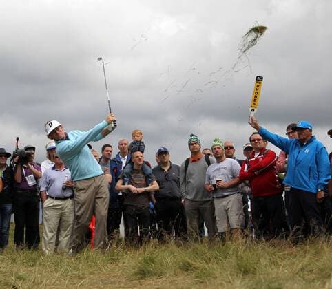 America s Brandt Snedeker hits out of the rough on the 5th hole on the second round of The 2012 Open Championship in Lytham St Annes, July 20, 2012.  LON2012072001