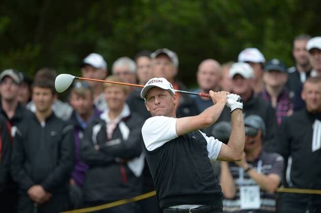 Denmark s Anders Hansen tees off on the 2nd hole on the second round of The 2012 Open Championship in Lytham St Annes, July 20, 2012.  LON2012072011