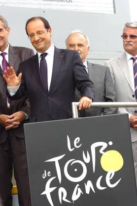 Tour de France 2012, Etappe 18: Blagnac - Brive la Gaillarde; der französische Präsident Francois Hollande, Brive la Gaillarde 