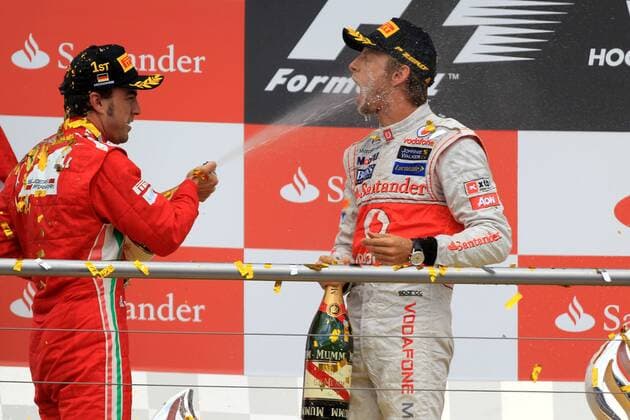 Motorsports: FIA Formula One World Championship 2012, Grand Prix of Germany, 5 winner Fernando Alonso (ESP, Scuderia Ferrari), 3 Jenson Button (GBR, Vodafone McLaren Mercedes), xHOCHxZWEIx