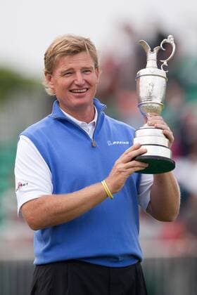 Golf - The Open - Day Four Ernie Els of South Africa poses with the trophy at Royal Lytham & St Anne s Golf Club 