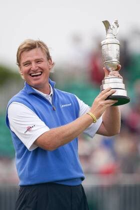 Golf - The Open - Day Four Ernie Els of South Africa poses with the trophy at Royal Lytham & St Anne s Golf Club 