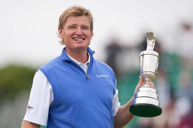 Golf - The Open - Day Four Ernie Els of South Africa poses with the trophy at Royal Lytham & St Anne s Golf Club 