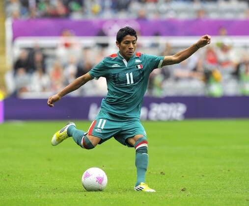 Mexico s Javier Aquino..London Olympic 2012 first round Group B men s match between Mexico v South Korea at the St. James Park, Newcastle upon Tyne on the 26th July 2012. Pic Richard Lee SPORTIMAGE... EDITORIAL USE ONLY. No use with unauthorised audio, video, data, fixture lists, club league logos or live services. Online in-match use limited to 120 images, no video emulation. No use in betting, games or single club league player publications.