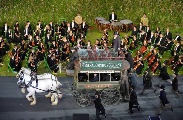The London Symphony Orchestra plays during the Opening Ceremony of the London 2012 Summer Olympics on July 27, 2012 in Stafford, London. The show, created by Academy Award winning director Danny Boyle, celebrates England s history through the use of pop-culture and history.  OLY20120727108