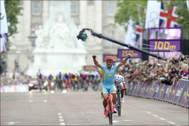Alexander Winokurow ( KAZ ) - Olympiasieger 2012 vor Rigoberto Uran (COL) Radsport, Straßenrennen - London 2012 - 28 07 2012 xPhotoxNewsx 
