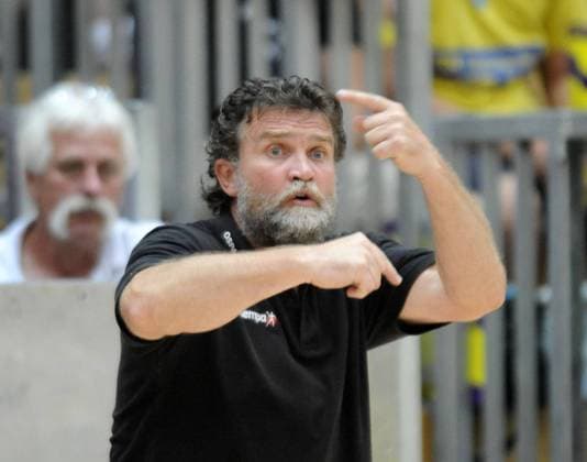 Trainer Rastislav Trtik (Empor), Geste, Gestik, Füchse Berlin - HC Empor Rostock, Handball - Testspiel, Berlin, 28.07.2012,