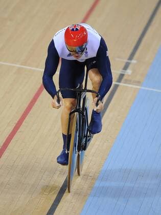 Olympics - London 2012 - Track Cycling Sir Chris Hoy (GB) powers to the line to take gold for his country in the Men s Team Sprint (Teamsprint) at the Olympic Velodrome, London 