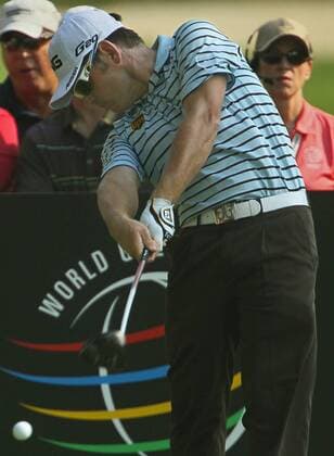 Aug. 3, 2012 - Akron, OH, USA - Louis Oosthuizen hits his tee shot on the 11th hole during second-round play at the 2012 WGC-Bridgestone Invitational at Firestone Country Club on Friday, August 3, 2012, in Akron, Ohio. 2012 WGC-Bridgestone Invitational - ZUMAm67