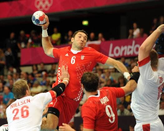 London, Großbritannien, Copper Box, 4.8.2012 Handball, Männer, Olympia 2012 Kroatien - Dänemark Blazenko Lackovic, CRO