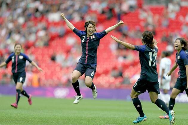 Mizuho Sakaguchi (JPN), AUGUST 6, 2012 - Football Soccer : Mizuho Sakaguchi of Japan celebrates her scoring in the Women s semifinal match between Women s Japan 2-1 Women s France at Wembley Stadium during the London 2012 Olympic Games in London, UK.  ( 20182288)