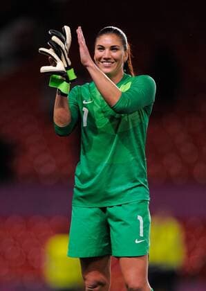 United States, (USA) goalkeeper Hope Solo.Canada v USA Olympic 2012 semi-final women s match at Old Trafford, Manchester United Kingdom on the 6th August 2012..Pic Simon Bellis SPORTIMAGE. EDITORIAL USE ONLY. No use with unauthorised audio, video, data, fixture lists, club league logos or live services. Online in-match use limited to 120 images, no video emulation. No use in betting, games or single club league player publications.