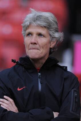 United States, (USA) head coach Pia Sundhage of Sweden.Canada v USA Olympic 2012 semi-final women s match at Old Trafford, Manchester United Kingdom on the 6th August 2012..Pic Simon Bellis SPORTIMAGE. EDITORIAL USE ONLY. No use with unauthorised audio, video, data, fixture lists, club league logos or live services. Online in-match use limited to 120 images, no video emulation. No use in betting, games or single club league player publications.