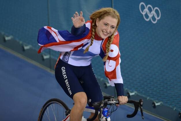 LONDON, Aug. 7, 2012 - Laura Trott of Britain celebrates after winning in women s omnium competition of cycling track event, at London 2012 Olympic Games in London, Britain, on August 7, 2012. (OLY2012)BRITAIN-LONDON-CYCLING TRACK-WOMEN S OMNIUM 