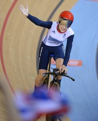 LONDON, Aug. 7, 2012 - Laura Trott of Britain celebrates after winning in women s omnium competition of cycling track event, at London 2012 Olympic Games in London, Britain, on August 7, 2012. (OLY2012)BRITAIN-LONDON-CYCLING TRACK-WOMEN S OMNIUM 