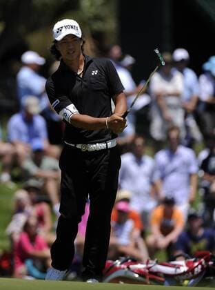 Ryo Ishikawa of Japan putts out on hole nine during the first round of the PGA Golf Herren Championship on August 9, 2012 at the Ocean Course in Kiawah Island, South, Carolina.  SCP20120809122