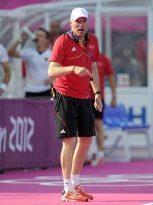 09.08.2012, Olympische Sommerspiele 2012 in London, Feldhockey, Männer Halbfinale: Australien - Deutschland, Trainer Markus Weise (GER).