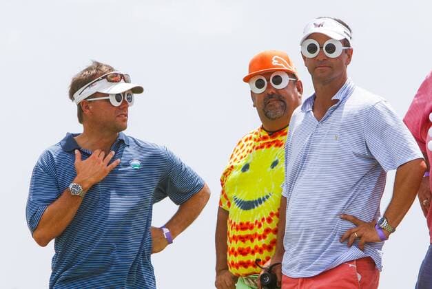 Aug. 10, 2012 - Kiawah Island, SC, USA - From left, Scott Holden, David Ix and Dan McGovern watch during the second round of the 2012 PGA Golf Herren Championship at the Ocean Course on Kiawah Island, South Carolina, on Friday, August 10, 2012. PGA Golf Herren Championship - ZUMAm67