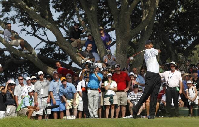 Aug. 11, 2012 - Kiawah Island, SC, USA - Tiger Woods hits his tee shot on the 7th hole during the third round of the 2012 PGA Golf Herren Championship at the Ocean Course on Kiawah Island, South Carolina, on Saturday, August 11, 2012. PGA Golf Herren Championship, 3rd round - ZUMAm67