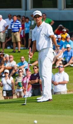 Aug. 12, 2012 - Kiawah Island, SC, USA - Adam Scott reacts to a missed birdie putt during the conclusion of the third round of the PGA Golf Herren Championship on Kiawah Island, South Carolina, Sunday, August 12, 2012. PGA Golf Herren Championship - ZUMAm67