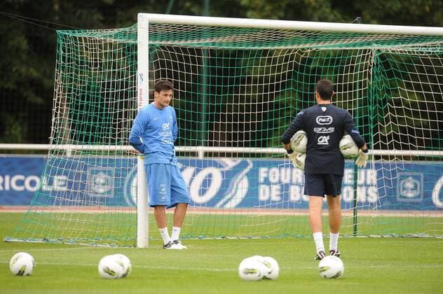 Franck Raviot (Coach des gardiens) - Hugo Lloris - Training Nationalteam Frankreich - 13 08 2012 xN.LeGouic FEPx 