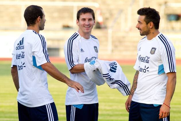 Lionel Messi (Mi.,Argentinien) - Argentinien Nationalmannschaft Training im Sportpark Neu Isenburg - 13.08.2012,Deutschland,Fußball,Mann,Männer
