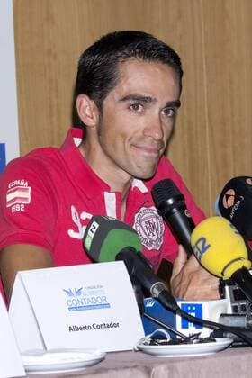 13.08.2012. The cyclist Alberto Contador presented at the Hotel Las Artes in Pinto charity campaign to collect bicycles for the Tour of Spain. In the image Alberto Contador (Alterphotos Marta Gonzalez)  (20185400)